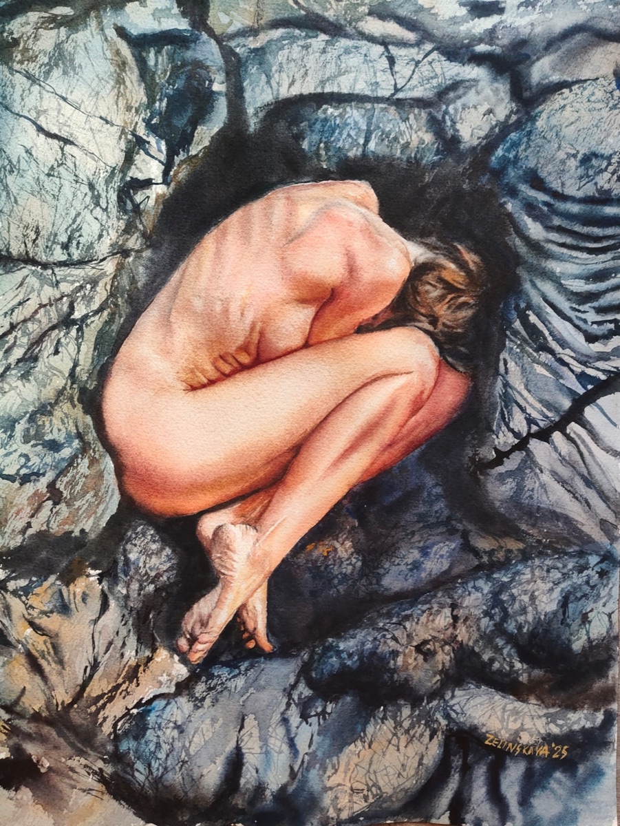 Hidden from life — watercolour by Anna Zelinskaya